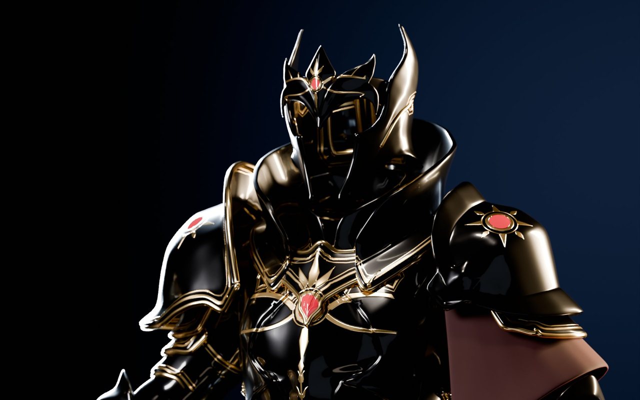 Black and gold knight armor