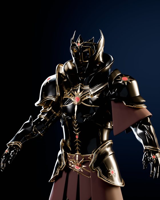 Black & Gold Knight armor, close-up
