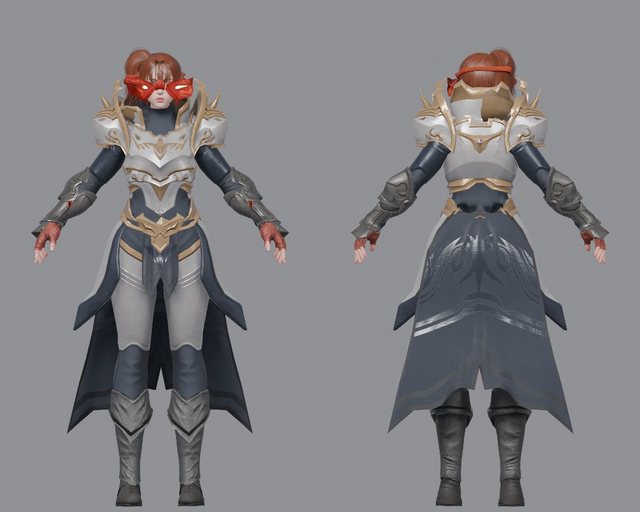Gold Paladin outfit, front and back