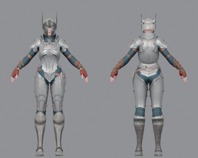 Silver Knight outfit, front and back
